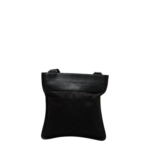 グッチ GGキャンバス 斜め掛け ショルダーバッグ 27639 ブラック キャンバス レザー レディース GUCCI 【中古】