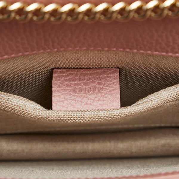 グッチ インターロッキングG チェーン ショルダーバッグ 510304 ピンク レザー レディース GUCCI 【中古】