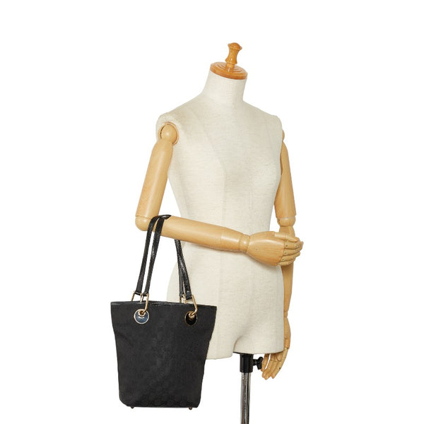 グッチ GGキャンバス ハンドバッグ トートバッグ 120840 ブラック キャンバス レザー レディース GUCCI 【中古】