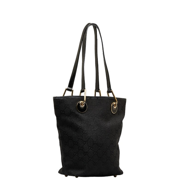 グッチ GGキャンバス ハンドバッグ トートバッグ 120840 ブラック キャンバス レザー レディース GUCCI 【中古】