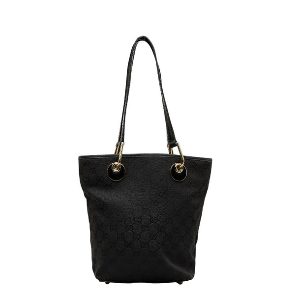 グッチ GGキャンバス ハンドバッグ トートバッグ 120840 ブラック キャンバス レザー レディース GUCCI 【中古】