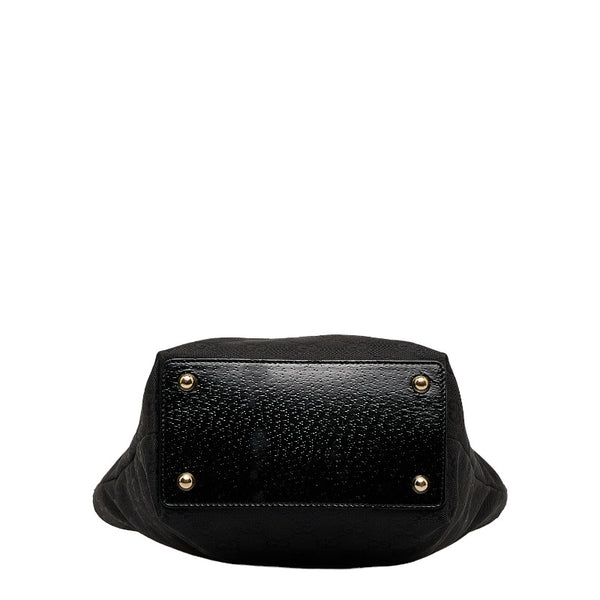 グッチ GGキャンバス ハンドバッグ トートバッグ 120840 ブラック キャンバス レザー レディース GUCCI 【中古】