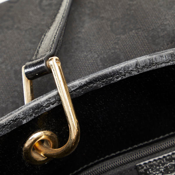 グッチ GGキャンバス ハンドバッグ トートバッグ 120840 ブラック キャンバス レザー レディース GUCCI 【中古】