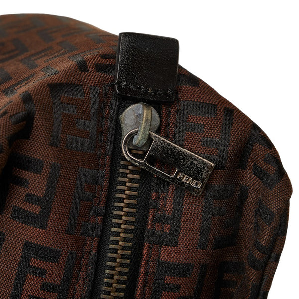 フェンディ ズッキーノ ミニ ハンドバッグ 8N0000 ベージュ ブラック キャンバス レザー レディース FENDI 【中古】