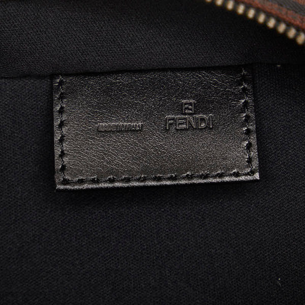 フェンディ ズッキーノ ミニ ハンドバッグ 8N0000 ベージュ ブラック キャンバス レザー レディース FENDI 【中古】