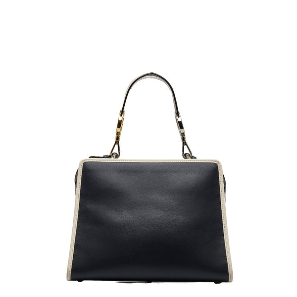 フェンディ ラナウェイ ハンドバッグ ショルダーバッグ 2WAY 8BH344 ネイビー ブルー ホワイト レザー レディース FENDI 【中古】