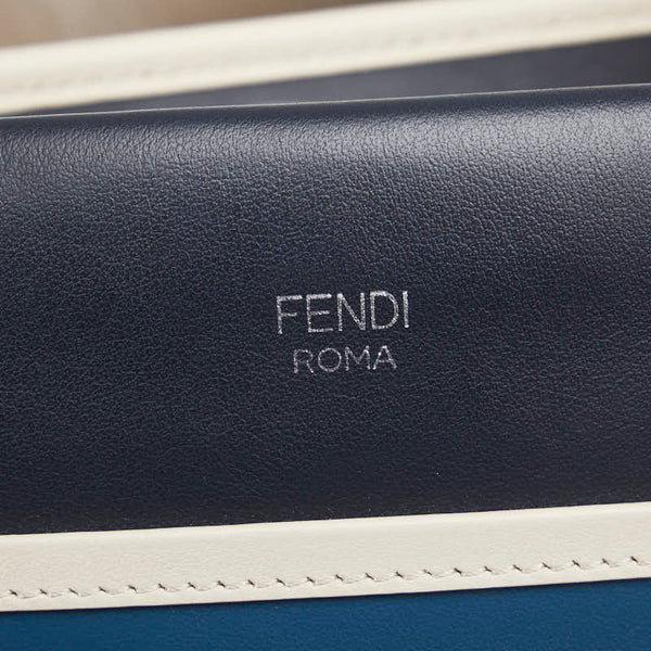 フェンディ ラナウェイ ハンドバッグ ショルダーバッグ 2WAY 8BH344 ネイビー ブルー ホワイト レザー レディース FENDI 【中古】