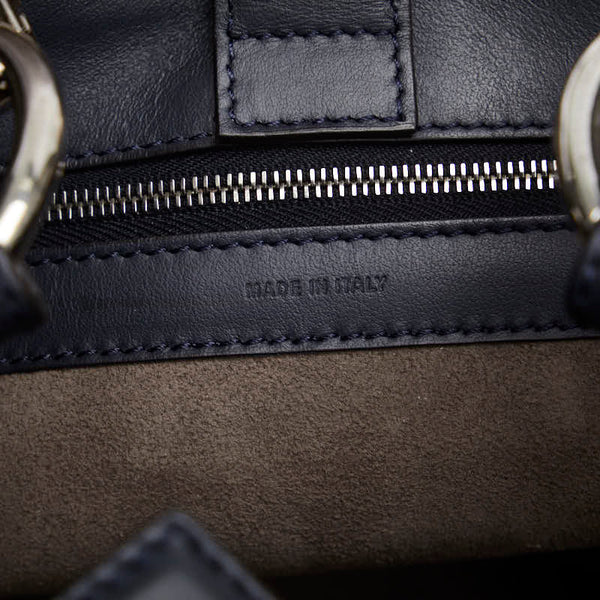 フェンディ ラナウェイ ハンドバッグ ショルダーバッグ 2WAY 8BH344 ネイビー ブルー ホワイト レザー レディース FENDI 【中古】