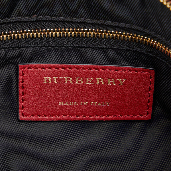 バーバリー ノバチェック シャドーホース 斜め掛け ショルダーバッグ ベージュ レッド キャンバス レザー レディース BURBERRY 【中古】