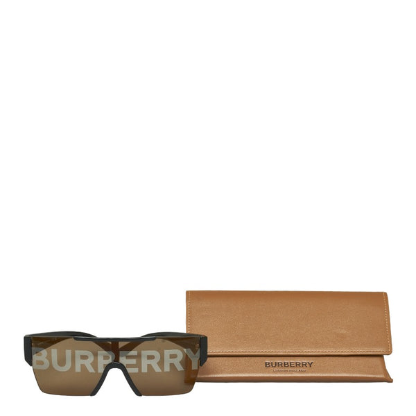 バーバリー ロゴレンズ Dフレーム サングラス ブラウン ブラック プラスチック メンズ BURBERRY 【中古】