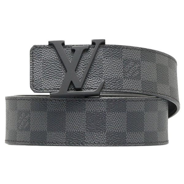 ルイ ヴィトン ダミエ グラフィット サンチュール イニシャル ベルト M9808 ブラック PVC レザー レディース LOUIS VUITTON 【中古】