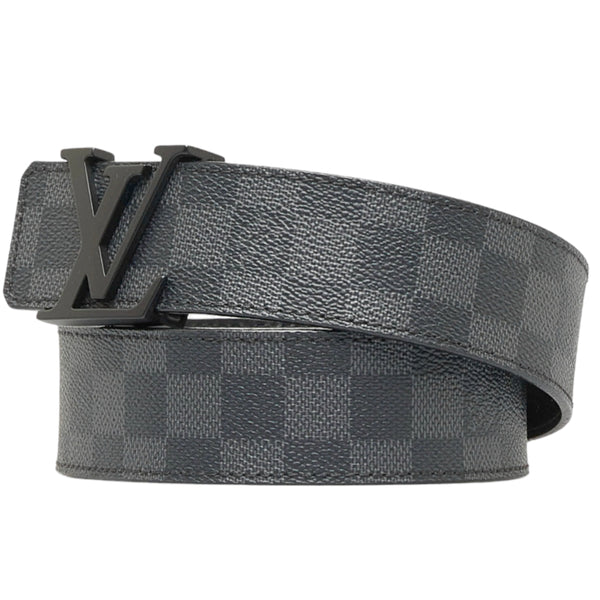 ルイ ヴィトン ダミエ グラフィット サンチュール イニシャル ベルト M9808 ブラック PVC レザー レディース LOUIS VUITTON 【中古】