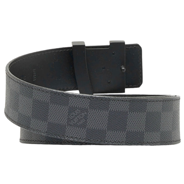 ルイ ヴィトン ダミエ グラフィット サンチュール イニシャル ベルト M9808 ブラック PVC レザー レディース LOUIS VUITTON 【中古】