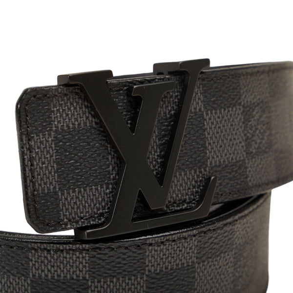 ルイ ヴィトン ダミエ グラフィット サンチュール イニシャル ベルト M9808 ブラック PVC レザー レディース LOUIS VUITTON 【中古】