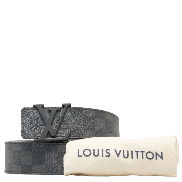 ルイ ヴィトン ダミエ グラフィット サンチュール イニシャル ベルト M9808 ブラック PVC レザー レディース LOUIS VUITTON 【中古】