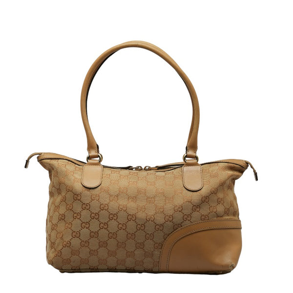 グッチ GGキャンバス シェリーライン ハンドバッグ トートバッグ 232936 ベージュ キャンバス レザー レディース GUCCI 【中古】