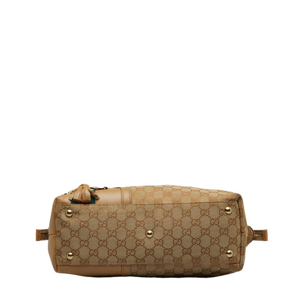 グッチ GGキャンバス シェリーライン ハンドバッグ トートバッグ 232936 ベージュ キャンバス レザー レディース GUCCI 【中古】