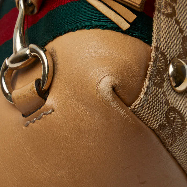 グッチ GGキャンバス シェリーライン ハンドバッグ トートバッグ 232936 ベージュ キャンバス レザー レディース GUCCI 【中古】