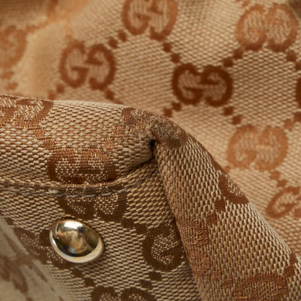 グッチ GGキャンバス シェリーライン ハンドバッグ トートバッグ 232936 ベージュ キャンバス レザー レディース GUCCI 【中古】