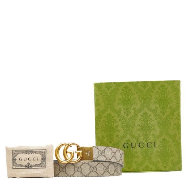 グッチ GGマーモント 92TIC ベルト 659417 ベージュ エボニー ブラック キャンバス レザー レディース GUCCI 【中古】