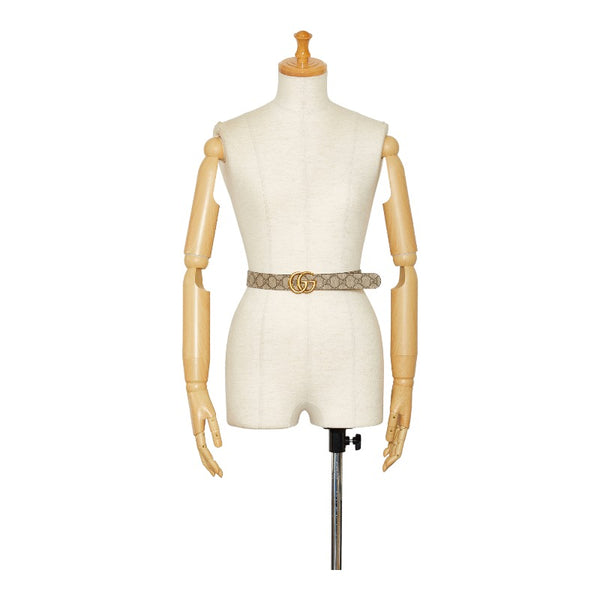 グッチ GGマーモント 92TIC ベルト 659417 ベージュ エボニー ブラック キャンバス レザー レディース GUCCI 【中古】