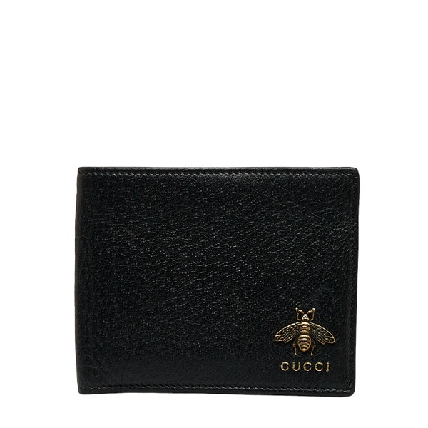 グッチ 蜂 ビー Bee 二つ折り財布 523666 ブラック レザー メンズ GUCCI 【中古】