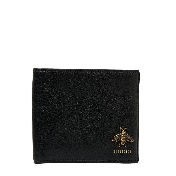 グッチ 蜂 ビー Bee 二つ折り財布 523666 ブラック レザー メンズ GUCCI 【中古】