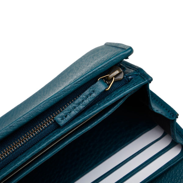 グッチ ダブルG インターロッキングG 長財布 L字ファスナー 245739 グリーン レザー レディース GUCCI 【中古】