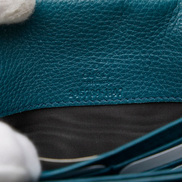 グッチ ダブルG インターロッキングG 長財布 L字ファスナー 245739 グリーン レザー レディース GUCCI 【中古】