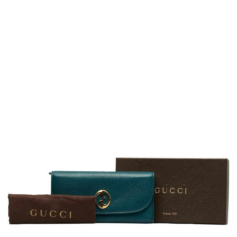 グッチ ダブルG インターロッキングG 長財布 L字ファスナー 245739 グリーン レザー レディース GUCCI 【中古】
