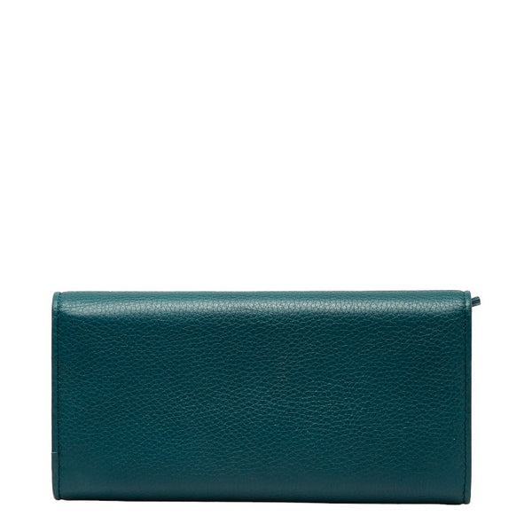 グッチ ダブルG インターロッキングG 長財布 L字ファスナー 245739 グリーン レザー レディース GUCCI 【中古】