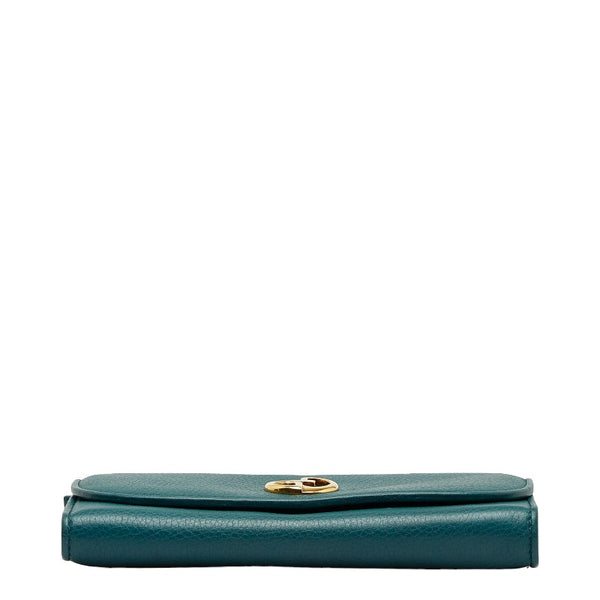 グッチ ダブルG インターロッキングG 長財布 L字ファスナー 245739 グリーン レザー レディース GUCCI 【中古】