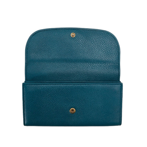 グッチ ダブルG インターロッキングG 長財布 L字ファスナー 245739 グリーン レザー レディース GUCCI 【中古】