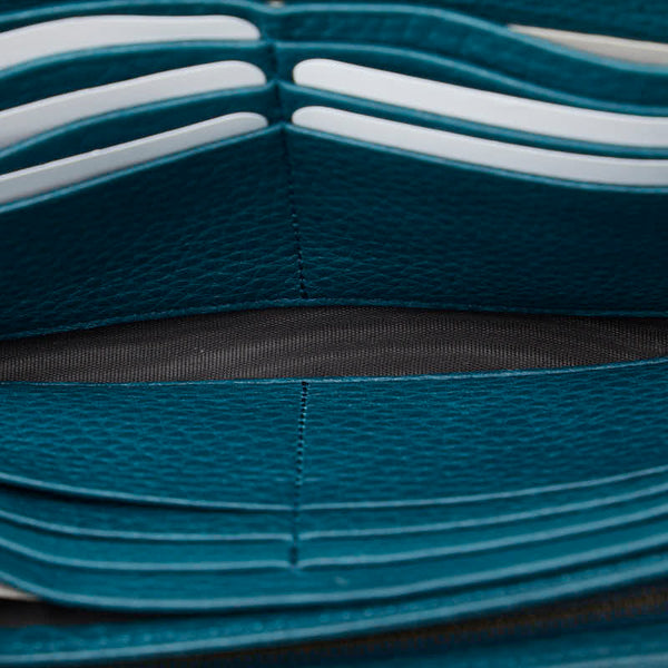 グッチ ダブルG インターロッキングG 長財布 L字ファスナー 245739 グリーン レザー レディース GUCCI 【中古】