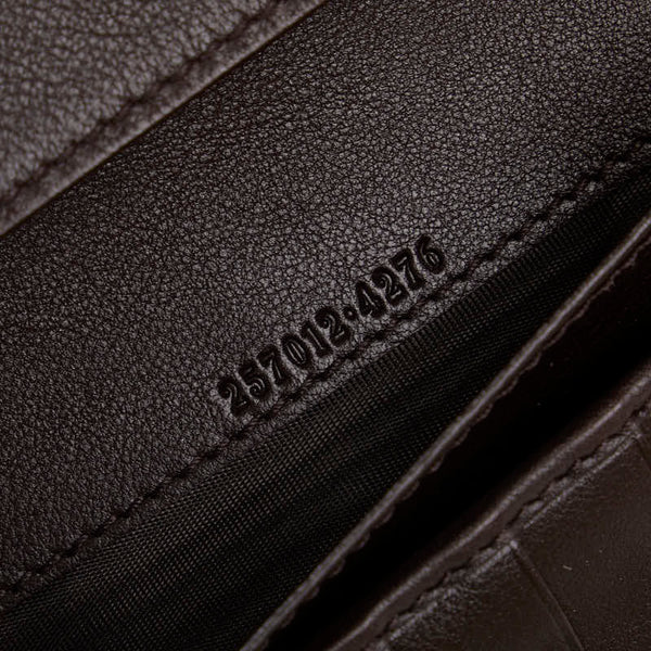 グッチ グッチシマ 長財布 三つ折り財布 257012 ブラウン レザー レディース GUCCI 【中古】