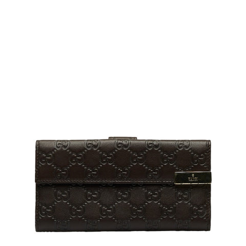 グッチ グッチシマ 長財布 三つ折り財布 257012 ブラウン レザー レディース GUCCI 【中古】
