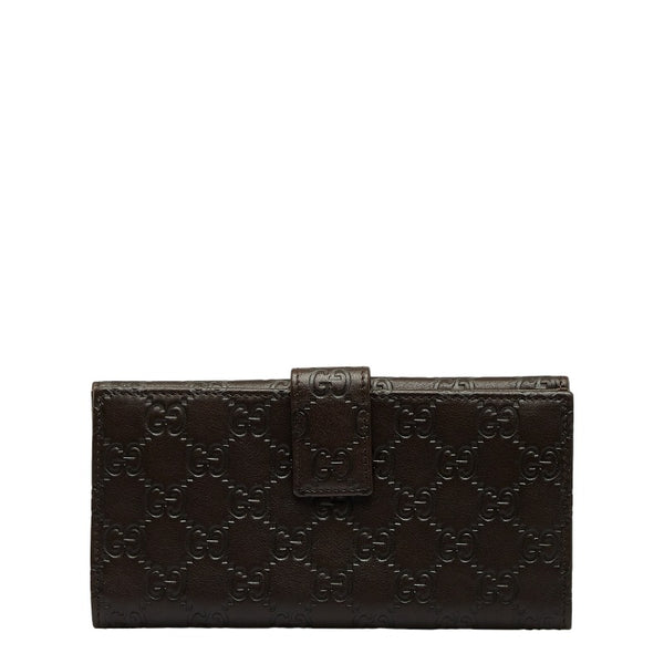 グッチ グッチシマ 長財布 三つ折り財布 257012 ブラウン レザー レディース GUCCI 【中古】