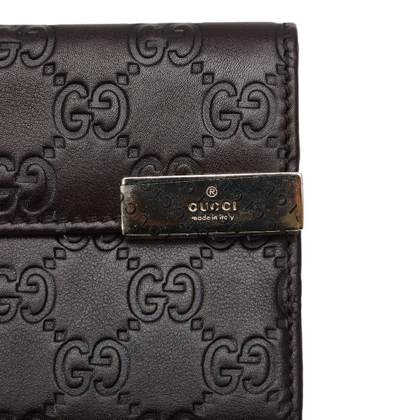 グッチ グッチシマ 長財布 三つ折り財布 257012 ブラウン レザー レディース GUCCI 【中古】