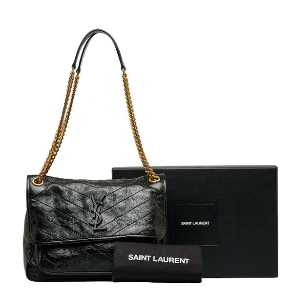 サンローランパリ ニキ ミディアム チェーン ショルダーバッグ ブラック ヴィンテージレザー レディース SAINT LAURENT PARIS 【中古】