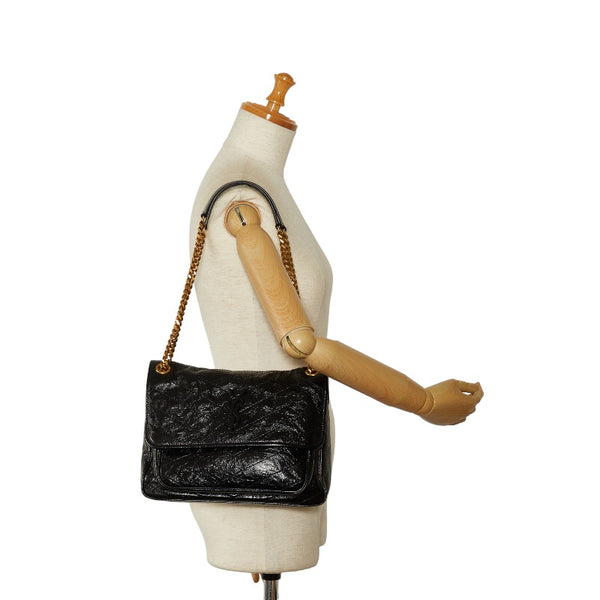 サンローランパリ ニキ ミディアム チェーン ショルダーバッグ ブラック ヴィンテージレザー レディース SAINT LAURENT PARIS 【中古】