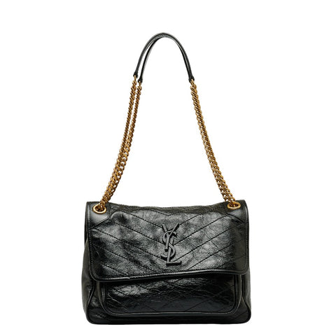 サンローランパリ ニキ ミディアム チェーン ショルダーバッグ ブラック ヴィンテージレザー レディース SAINT LAURENT PARIS 【中古】