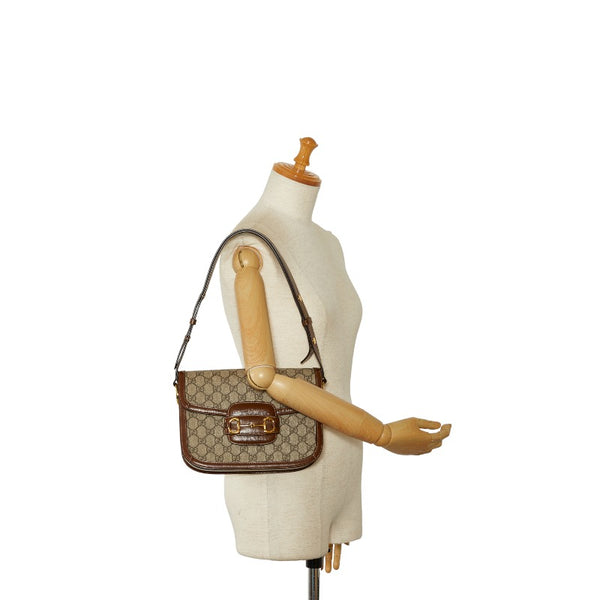 グッチ ホースビット 1955 GGスプリーム 斜め掛け ショルダーバッグ 602204 ベージュ ブラウン PVC レザー レディース GUCCI 【中古】
