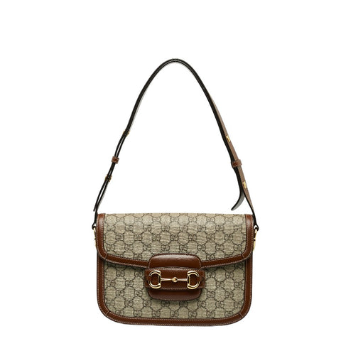 グッチ ホースビット 1955 GGスプリーム 斜め掛け ショルダーバッグ 602204 ベージュ ブラウン PVC レザー レディース GUCCI 【中古】