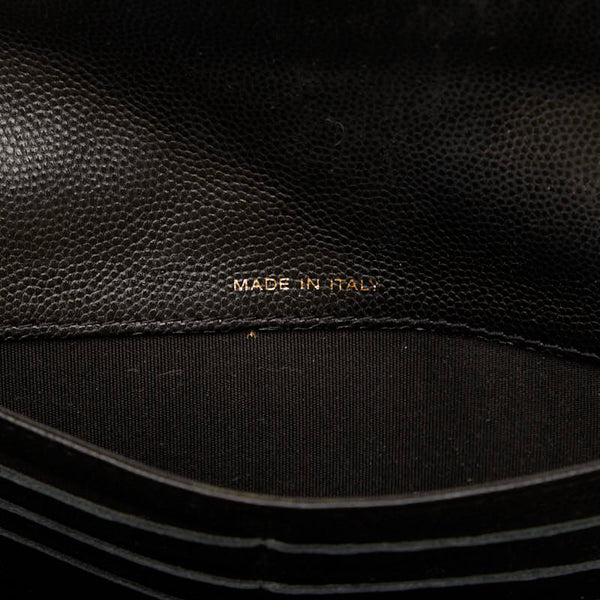 シャネル カメリア 長財布 ブラック キャビアスキン レディース CHANEL 【中古】