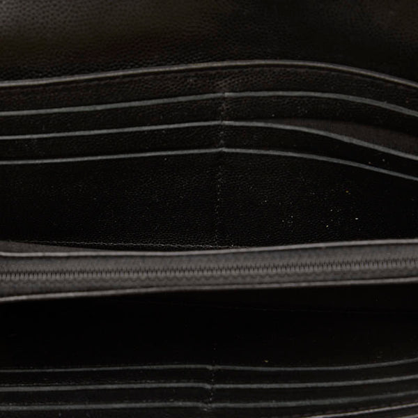 シャネル カメリア 長財布 ブラック キャビアスキン レディース CHANEL 【中古】