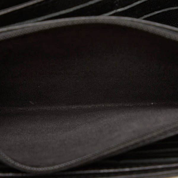 シャネル カメリア 長財布 ブラック キャビアスキン レディース CHANEL 【中古】