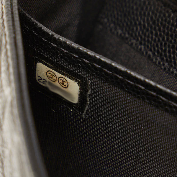 シャネル カメリア 長財布 ブラック キャビアスキン レディース CHANEL 【中古】