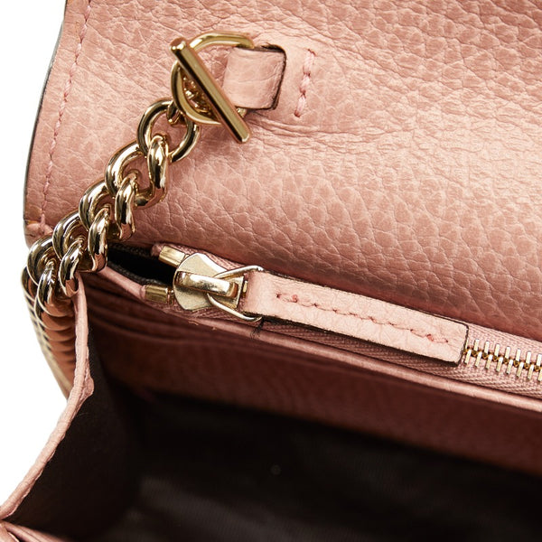グッチ インターロッキングG チェーンウォレット ショルダーバッグ 2WAY  510314 ピンク レザー レディース GUCCI 【中古】