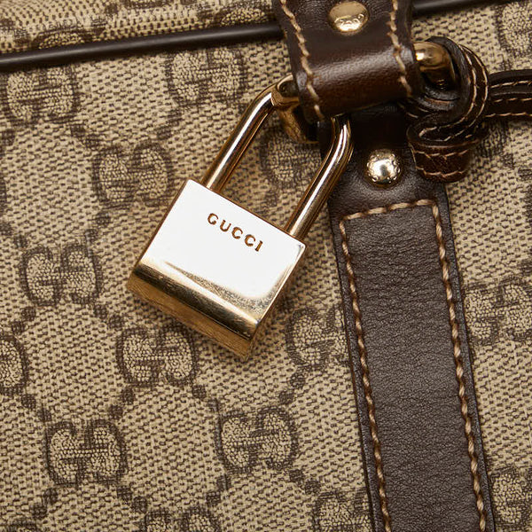 グッチ GGスプリーム ビジネスバッグ ブリーフケース 201480 ベージュ PVC レザー メンズ GUCCI 【中古】