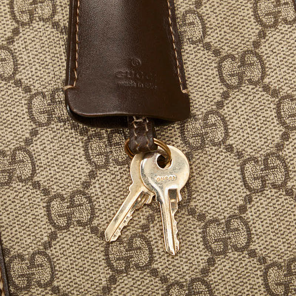 グッチ GGスプリーム ビジネスバッグ ブリーフケース 201480 ベージュ PVC レザー メンズ GUCCI 【中古】